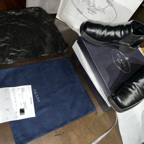 PRADA CALZATURE UOMO SPAZZOLATO ROIS NERO 10. - Picture 5 of 9